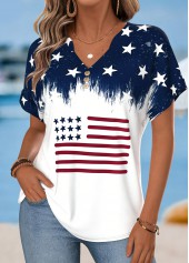 American Flag White Split Short Sleeve T Shirt | thumb picture 