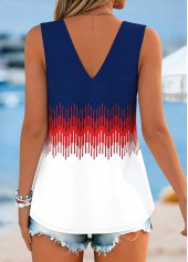 American Flag Navy Geometric Print Tie Strappy Tank Top | thumb picture 