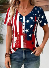 American Flag Navy Curved Hem Short Sleeve T Shirt | thumb picture 
