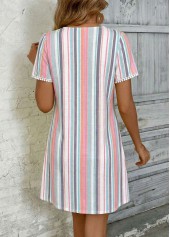 Multi Color Striped Short Tummy Coverage V Neck Dress | thumb picture 