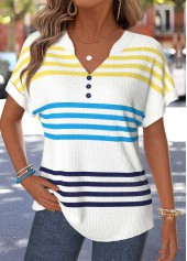 Multi Color Split Short Sleeve T Shirt