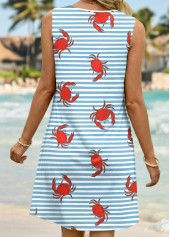 Light Blue Striped Short Tummy Coverage Sleeveless Dress | thumb picture 