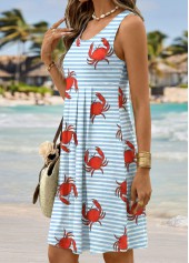 Light Blue Striped Short Tummy Coverage Sleeveless Dress | thumb picture 