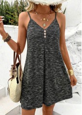 Black Short Tummy Coverage Strappy V Neck Dress | thumb picture 