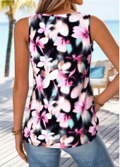 Multi Color Floral Print Shirred Sleeveless Tank Top | thumb picture 