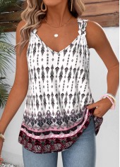 Multi Color Tribal Print Tie Strappy Tank Top