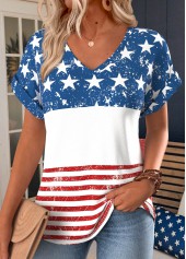 American Flag Multi Color Tummy Coverage T Shirt