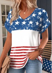 American Flag Multi Color Tummy Coverage T Shirt | thumb picture 