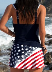 American Flag Navy Mid Waisted Wrap Tankini Set | thumb picture 