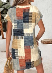 Multi Color Geometric Print Short Tummy Coverage Dress | thumb picture 