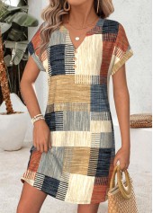 Multi Color Geometric Print Short Tummy Coverage Dress | thumb picture 