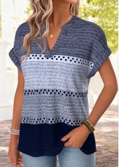 Plus Size Blue Striped Short Sleeve T Shirt | thumb picture 
