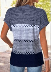Plus Size Blue Striped Short Sleeve T Shirt | thumb picture 