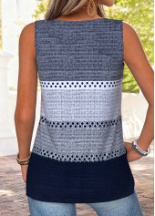 Blue Striped Tie Sleeveless V Neck Tank Top | thumb picture 