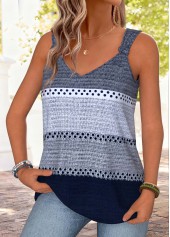 Blue Striped Tie Sleeveless V Neck Tank Top | thumb picture 