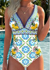 Multi Color Wrap Tribal Print One Piece Swimwear