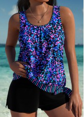 Multi Color Mid Waisted Blouson Tankini Set | thumb picture 
