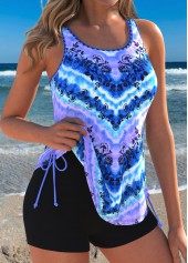 Purplish Blue Mid Waisted Drawstring Tankini Top-No Bottom | thumb picture 