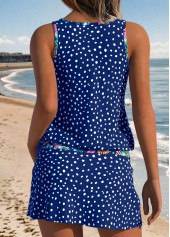Blue Mid Waisted Two-piece Polka Dot Tankini Set | thumb picture 