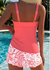Coral Mid Waisted Random Floral Print Tankini Set | thumb picture 