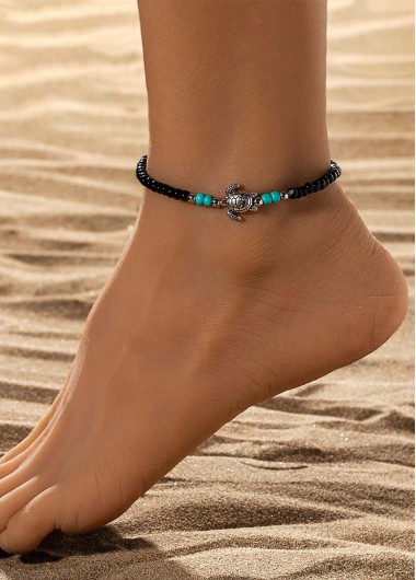 women clothes image of Black Turtle Design Beaded Polyresin Anklet