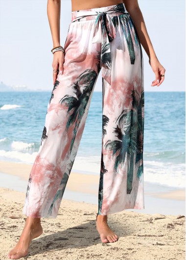 women clothes image of Smocking Tropical Plants Print Green Cover Up
