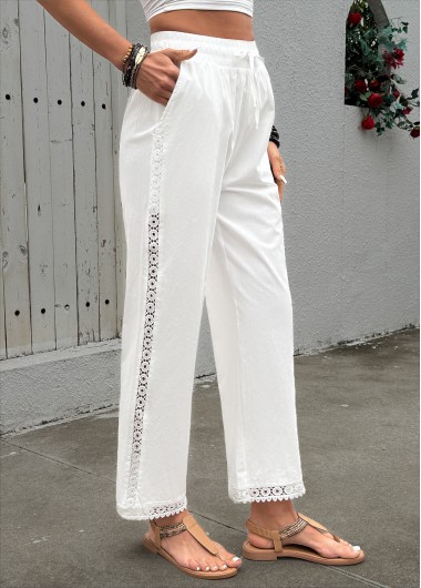 women clothes image of White Elastic Waist High Waisted Pants