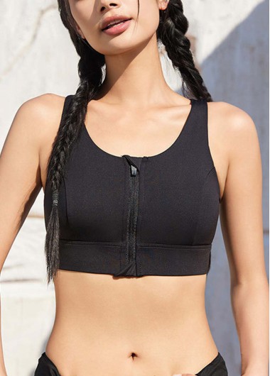 women clothes image of Black Color Scoop Neck Sports Bra
