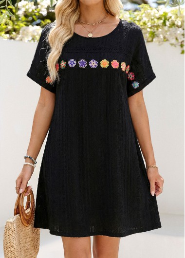 women clothes image of Black Short Sleeve Round Neck Dress