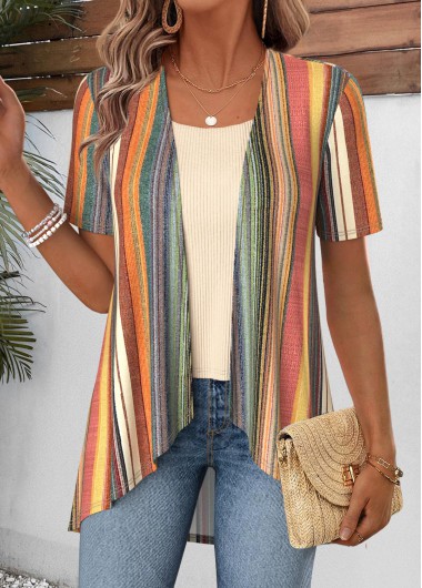 women clothes image of Multi Color Geometric Print Fake Two Piece Twinset