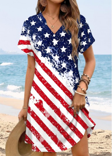 women clothes image of American Flag Multi Color Short Tummy Coverage Dress