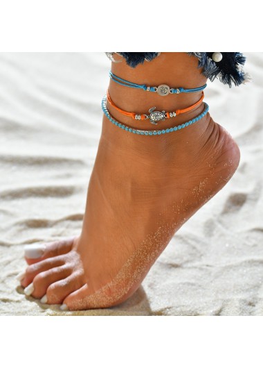 women clothes image of Mint Green Turtle Alloy Anklet Set