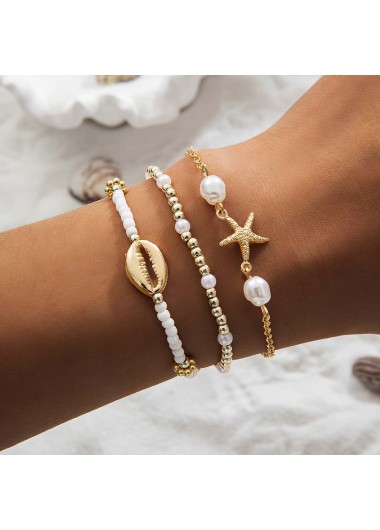 women clothes image of Beige Starfish Shell Alloy Beaded Bracelets
