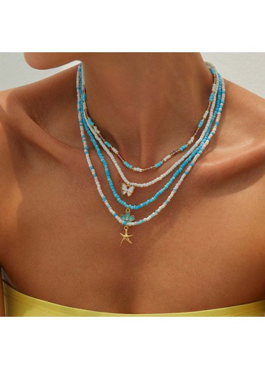 women clothes image of Mint Green Butterfly Beaded Alloy Necklaces