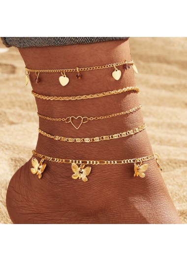 women clothes image of Golden Color Butterfly Alloy Detail Anklets