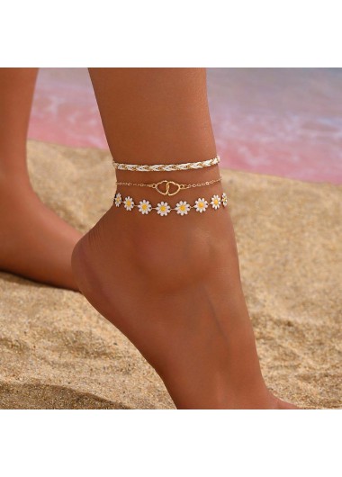 women clothes image of Golden Heart Daisy Flower Alloy Anklets