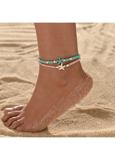 women clothes image of Mint Green Color Polyresin Detail Anklets