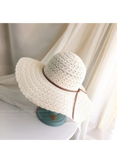 women clothes image of White Color Openwork Wide-brimmed Design Hat