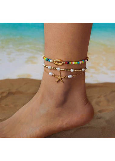 women clothes image of Multi Color Shell Starfish Alloy Anklets