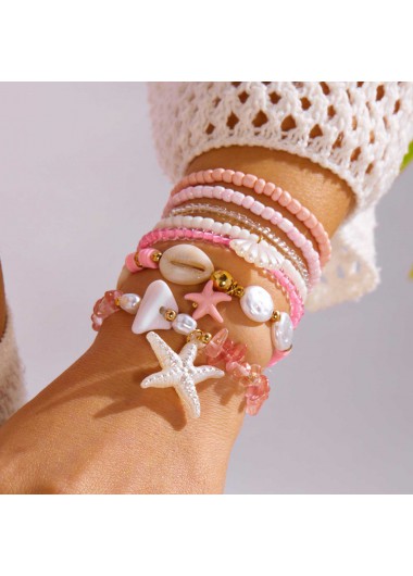 women clothes image of Pink Color Shell Alloy Detail Bracelets