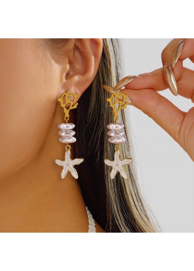 women clothes image of Beige Alloy Pearl Starfish Design Earrings