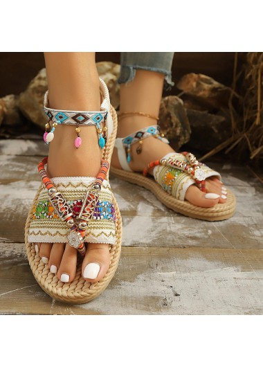 women clothes image of Light Camel Tribal Print Toe Post Falt