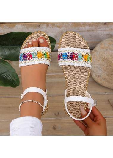 women clothes image of White Tribal Print Round Toe Falt Sandals