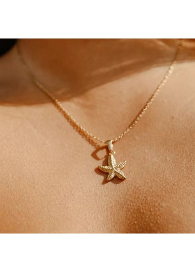 women clothes image of Golden Starfish Animal Design Alloy Necklace