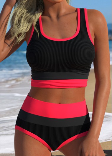 women clothes image of Black High Waisted Layered Bikini Set