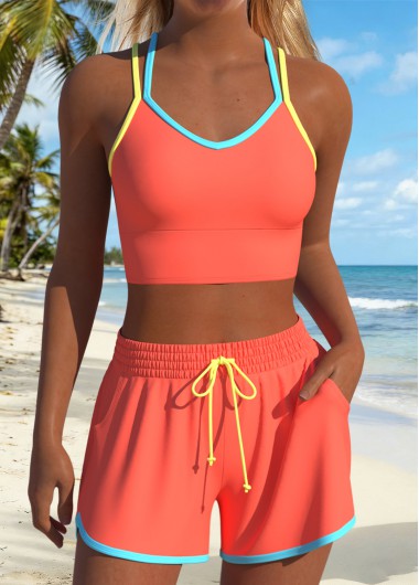 women clothes image of Coral Mid Waisted Layered Bikini Set