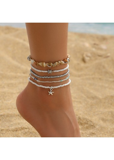 women clothes image of Golden Round Starfish Alloy Beaded Anklets