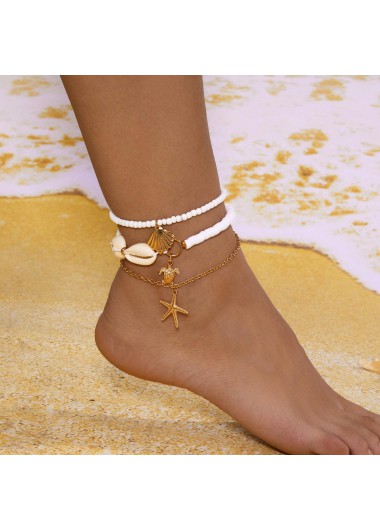women clothes image of Golden Shell Starfish Alloy Anklet Set