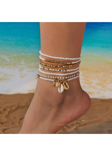 women clothes image of Golden Color Round Alloy Detail Anklets