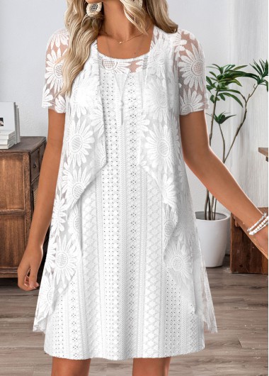 women clothes image of White Tummy Coverage Long Sleeve Dress and Cardigan